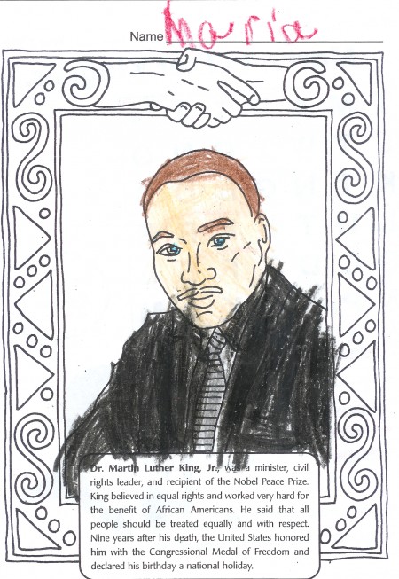 Picture my 6 year old daughter colored of Martin Luther King, Jr.
