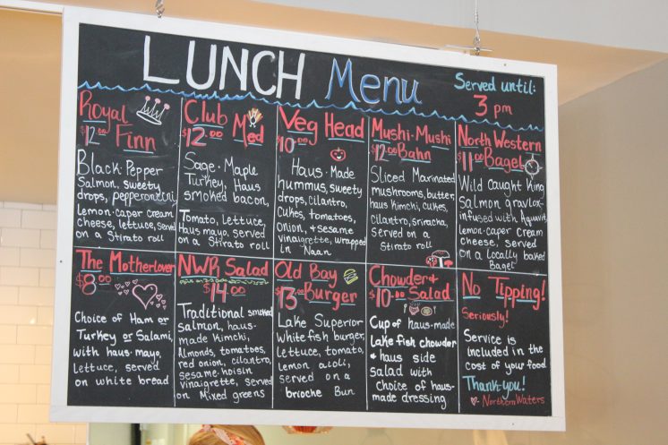 Northern Waters lunch menu