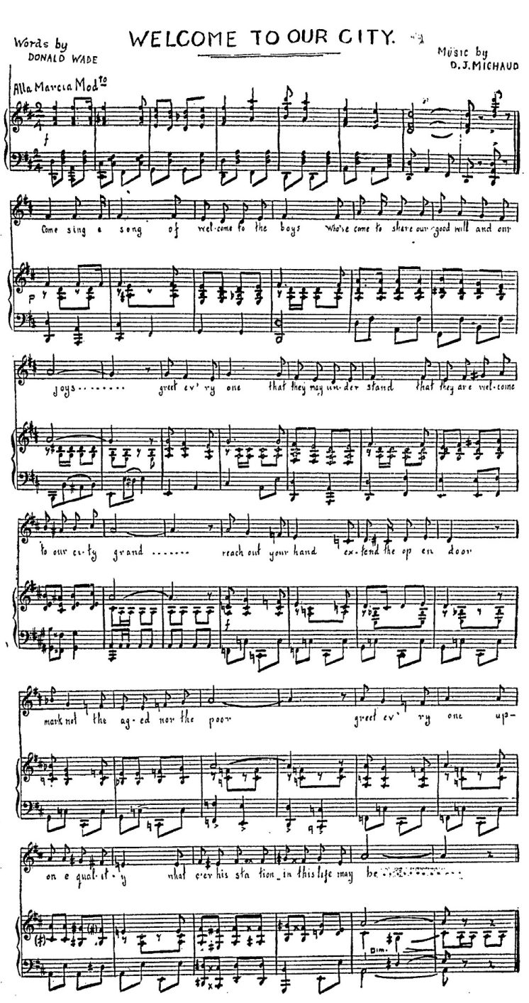 Welcome to Our City 1916 sheet music 1