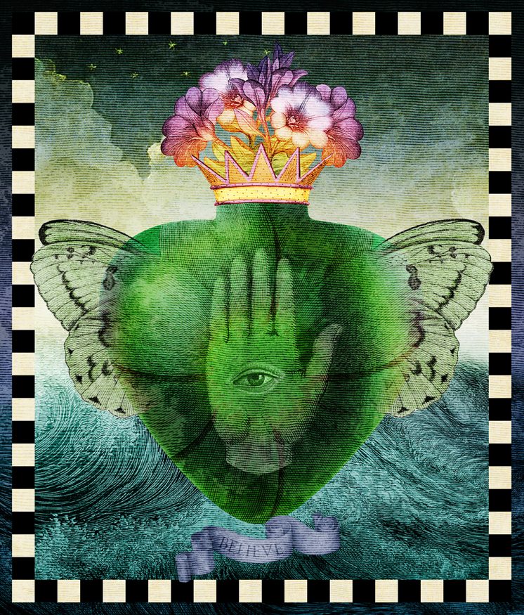 Believe Two winters ago I became fascinated with the Milagro hearts of Mexico and Ex Voto sacred hearts of Europe. Believe is one of a series of eight such hearts I completed then.
