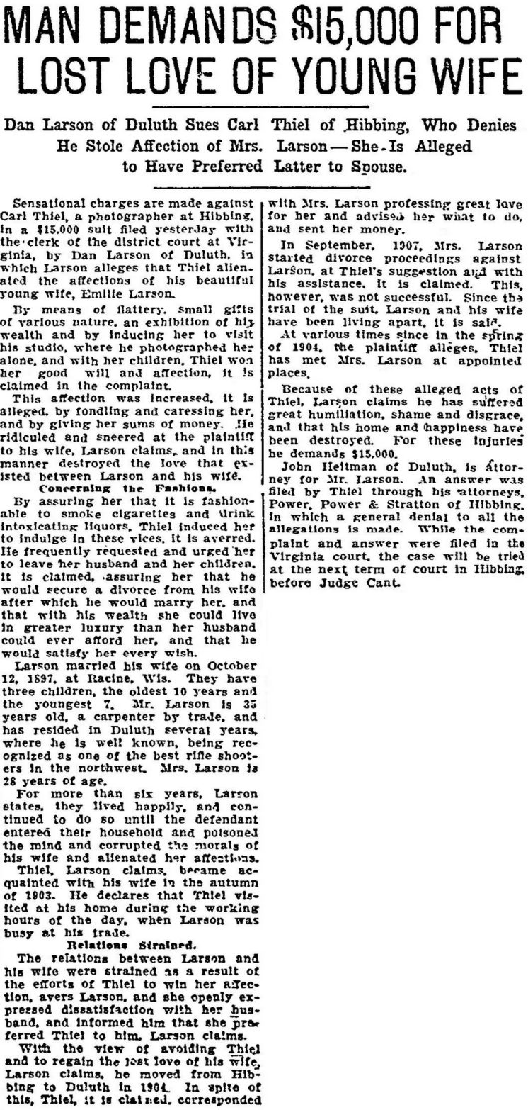 Dan Larson versus Carl Thiel 1909