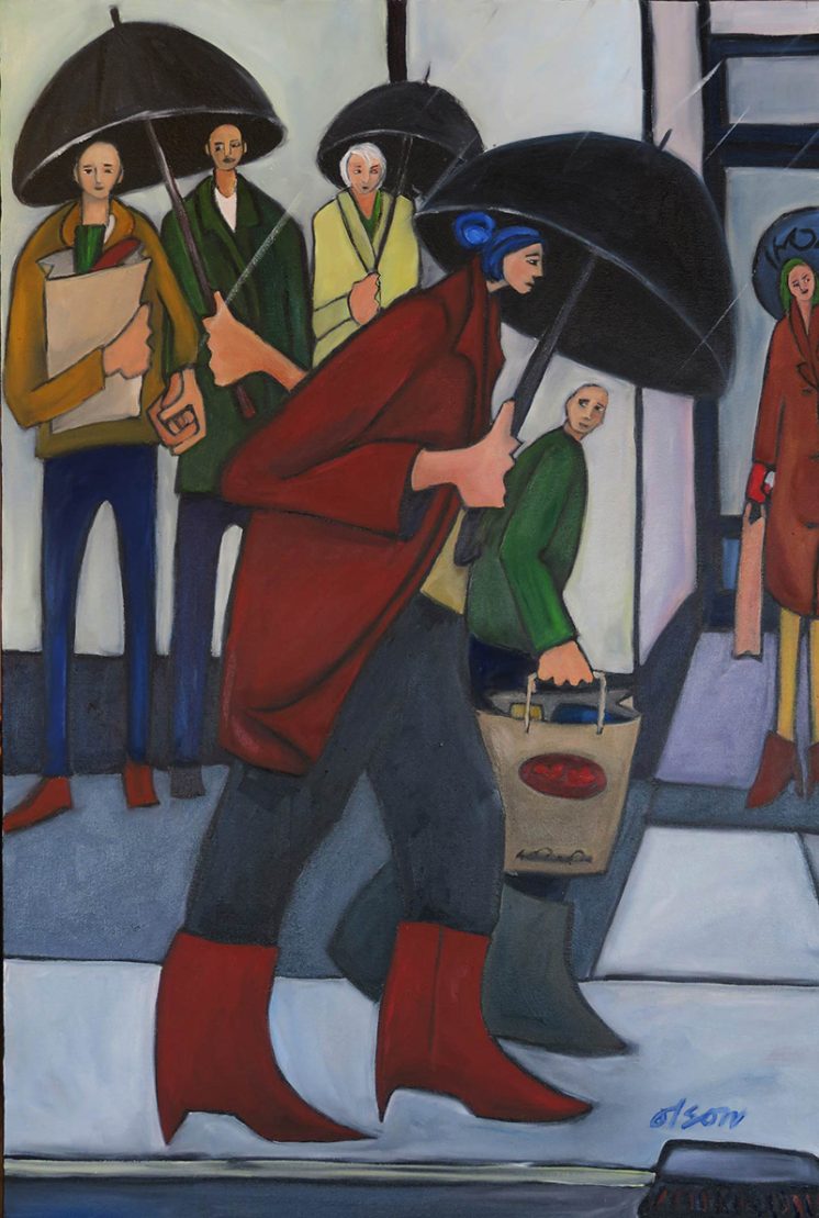 "Walking Downtown After Music Lessons" oil on canvas 24" x 36"