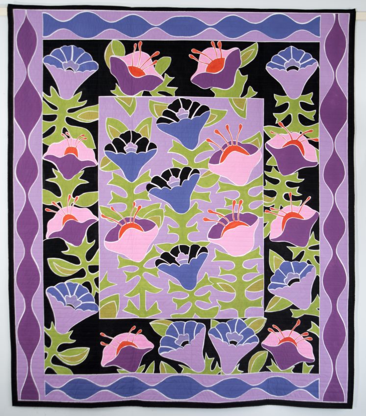 Flowers from Copenhagen, full size quilt, hand stenciled.